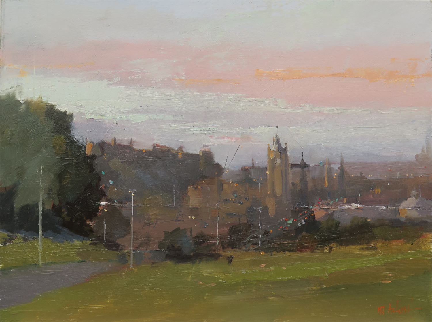 'Sunrise, Calton Hill, Edinburgh' by artist Michael Ashcroft ROI MAFA
